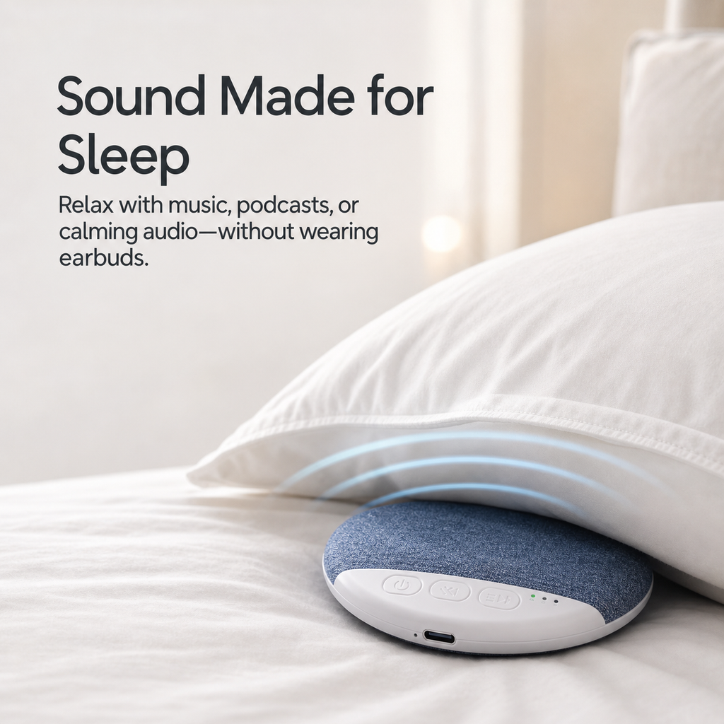 Ultra-Thin Wireless Pillow Speaker – Nature Sounds & White Noise with Timer and Auto Shutoff