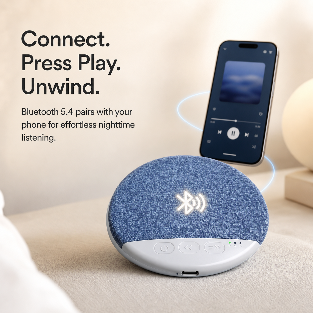 Ultra-Thin Wireless Pillow Speaker – Nature Sounds & White Noise with Timer and Auto Shutoff
